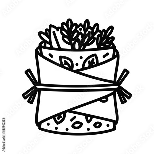 Line Art Burrito or Food Wrap Icon