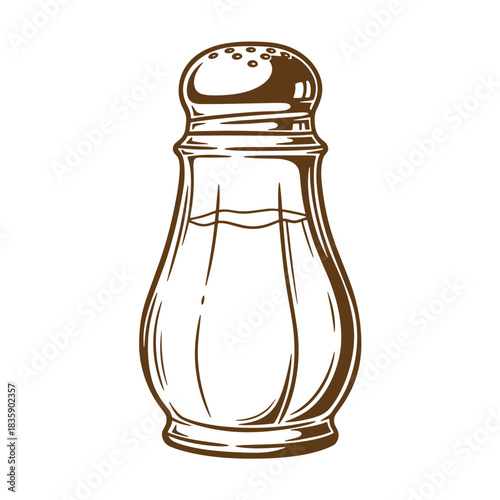 Classic brown sketch illustration of a salt shaker for food and kitchen concepts