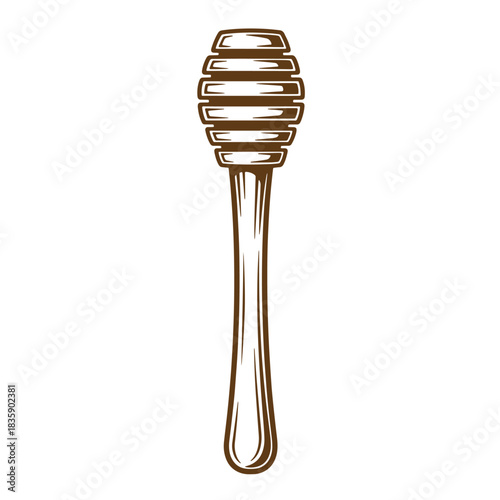 Classic illustration of a vintage honey dipper sketch against a clean white background