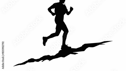 Silhouette of a runner in motion, demonstrating speed and determination on a path.