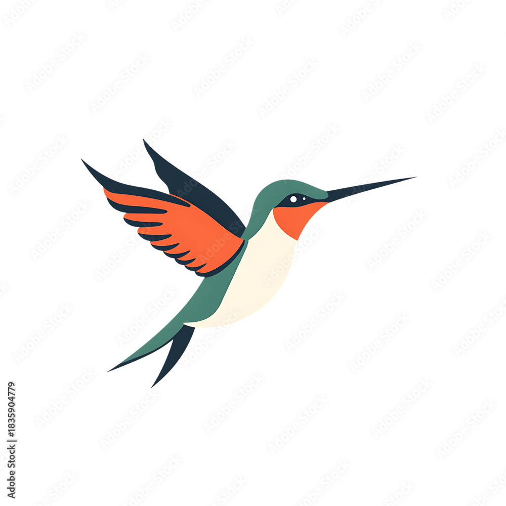 Obraz premium A vibrant ruby throated hummingbird in flight showcasing its iridescent plumage and delicate wings isolated on transparent background