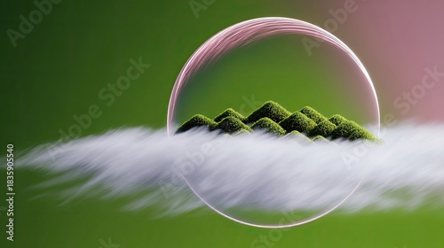 Miniature Mountains in a Bubble with Clouds
