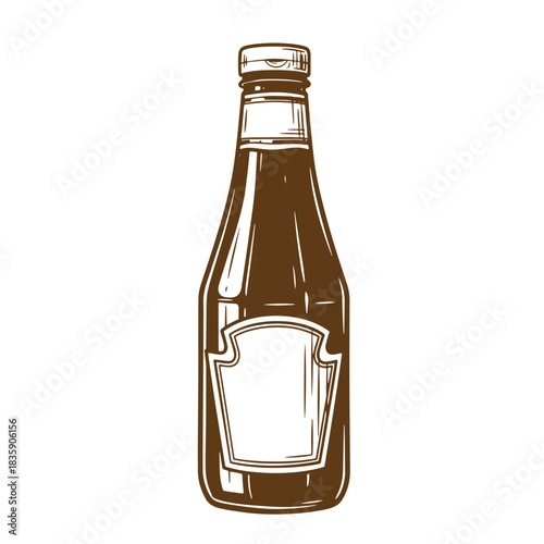 Vector illustration of a vintage ketchup bottle ideal for food and condiment design