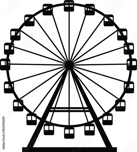 Ferris Wheel Silhouette With Cabin Pods And Support Structure amusement park ride