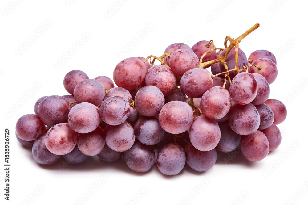 Fototapeta premium Fresh Purple Grape Bunch Closeup on White Background