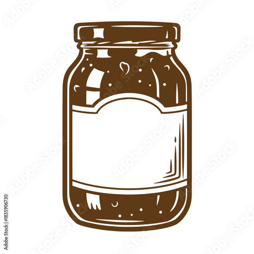 Vintage sketch illustration of a glass jar filled with preserves for branding and design