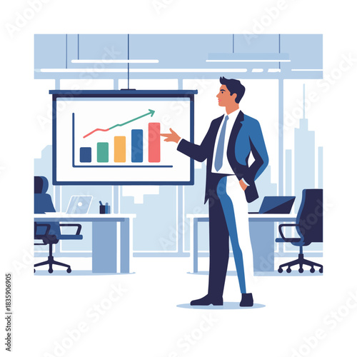 Wallpaper Mural Woman in black suit presenting charts on screen in office white shirt. Torontodigital.ca