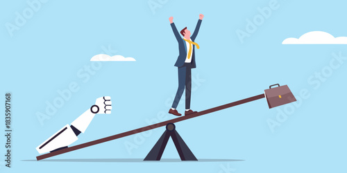 Balancing act human vs robot in the workplace seesaw