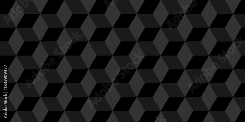 Abstract black cube grid polygon decoration block hexagon geometric texture background. block construction surface cubic wall square creative business texture backgroud.	