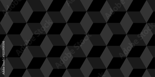 Abstract black cube grid polygon decoration block hexagon geometric texture background. block construction surface cubic wall square creative business texture backgroud.	