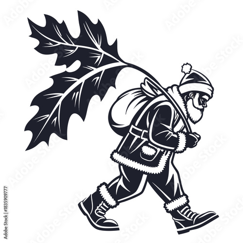 Santa boot silhouette chunky winter shape bold (1)