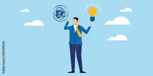 From confusion to clarity businessman finding solutions and ideas
