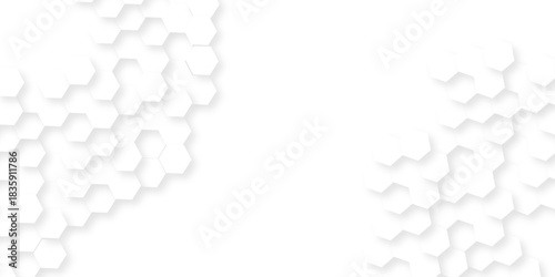 Futuristic abstract emboss white hexagon pattern vector design. Hexagon concept design abstract cube business technology background.	