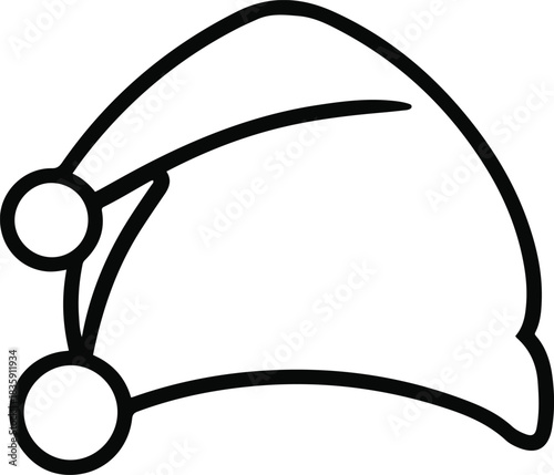 Minimal one-line drawing of a Santa Claus hat with a soft curved brim and a simple circular pom-pom, using clean negative space 3