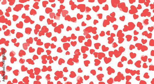 A multitude of small red hearts scattered across a white background.