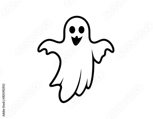 Simple Ghost Illustration for Halloween with Spooky Expression.