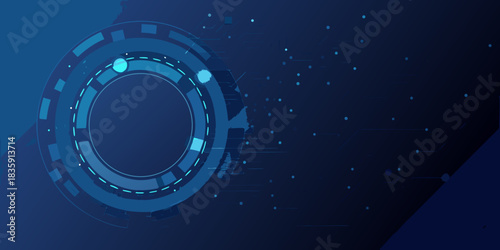 Abstract technology background with circular element and connection points in blue