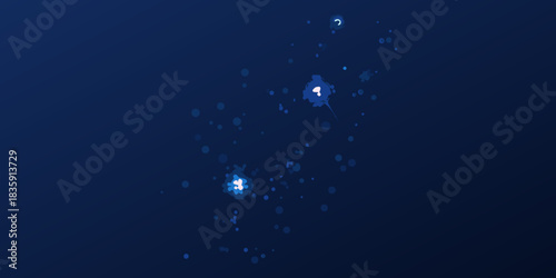Abstract dark blue background with light blue spots and splashes