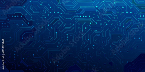 Blue circuit board background for technology and innovation concepts
