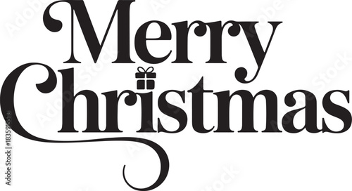 Luxury Serif Merry Christmas with Gift Box Symbol