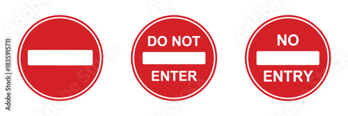 No entry sign set, vector collection of prohibition marks, restricted access signs, traffic stop symbols, and safety indicators,