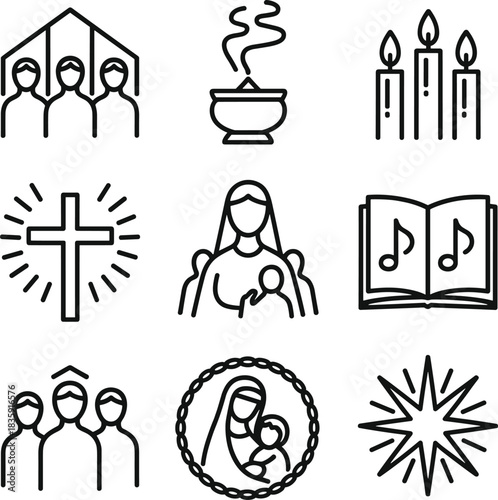 Religious Icons Set Christian Symbols and Figures christianity