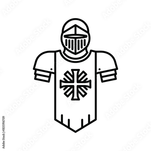 Medieval Knight Armor Icon with Crusader Cross