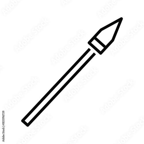 Outline icon of a spear or javelin, a long, pointed weapon for throwing or thrusting, representing ancient warfare, hunting, or athletic competition.