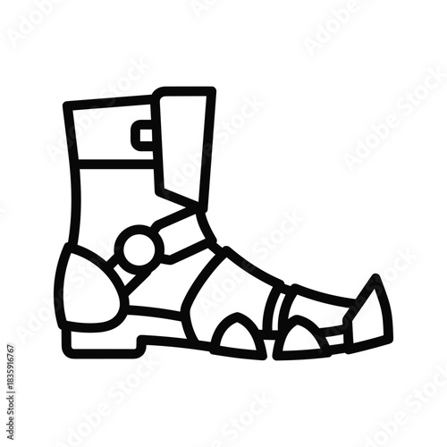 Futuristic Sci-Fi Robotic Boot or Leg Armor Outline Icon