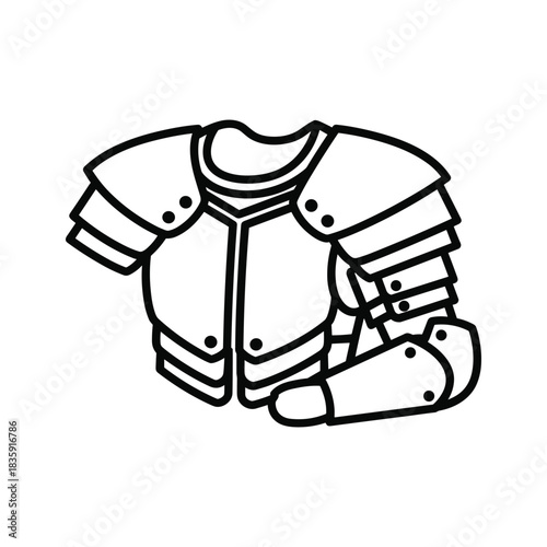 Outline Icon of Medieval Knight Chest and Arm Plate Armor