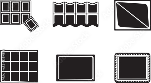 Set of chocolate bar silhouette vector illustration with different shapes, designs, candy block, snack dessert sweet packaging collection