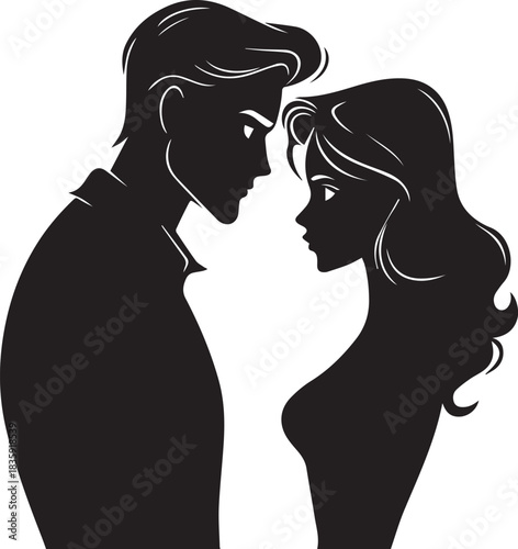 Cameo men women couple face icons black silhouette vector graphic isolated on white background 