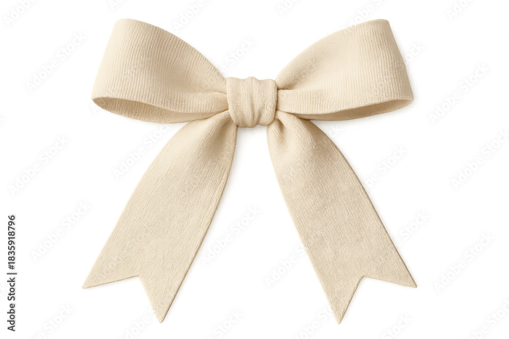 Fototapeta premium Cream fabric bow creating a decorative knot on a transparent background, perfect for gifts and celebrations