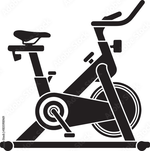 Stationary exercise bike icon representing fitness, health, and indoor workout routines for cardio training, physical activity, and home gym equipment