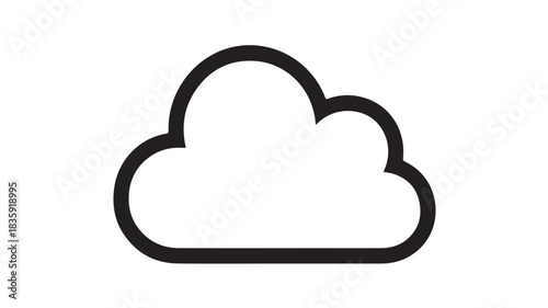 Outline Cloud Icon Isolated on White Background Symbolizing Data Storage and Internet Network