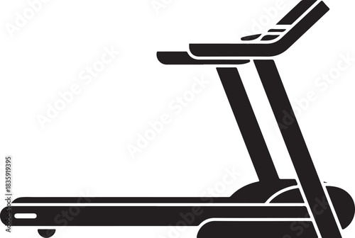 Treadmill silhouette illustration modern fitness equipment cardio machine gym workout training technology simple design vector, treadmill, silhouette, fitness equipment, cardio, exercise, machine, gym
