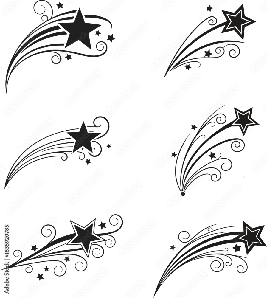 Fototapeta premium Celestial Swirls: An artistic composition of celestial bodies, featuring dynamic star trails and intricate swirl designs that evoke a sense of movement and cosmic wonder. 