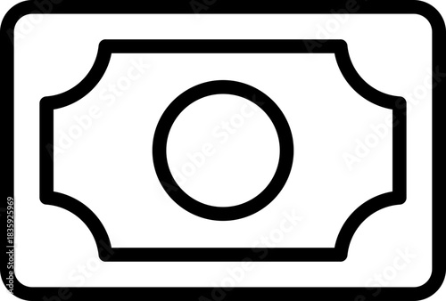 Black banknote icon - outline