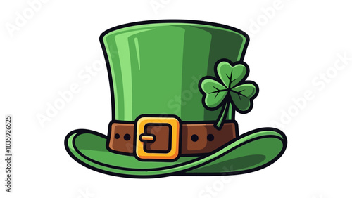 St. Patrick's Day green leprechaun hat with shamrock.