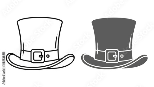 Two leprechaun hats, one outlined and one filled in gray.