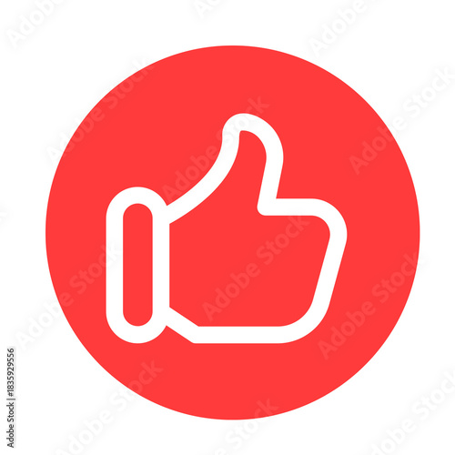 Red thumbs up icon isolated on transparent background