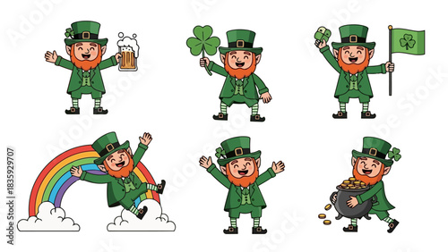 A Collection of Playful Leprechauns Celebrating St Patrick's Day