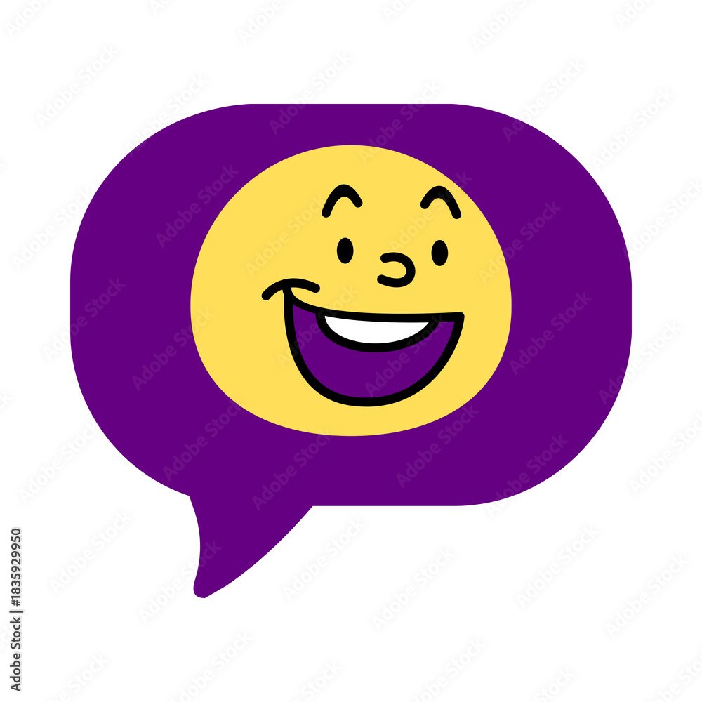 Fototapeta premium Happy face emoji in a speech bubble isolated on transparent background
