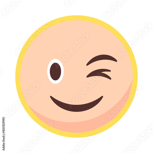 Winking smiley face emoji isolated on transparent background