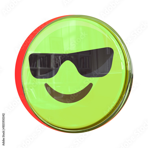 Cool smiley face wearing sunglasses isolated on transparent background