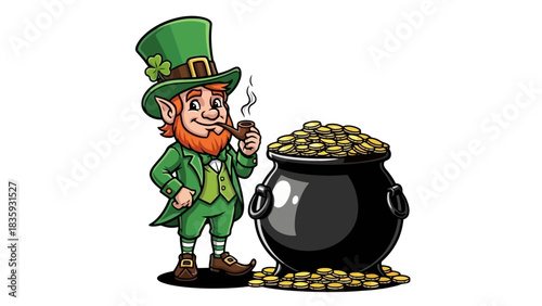 Leprechaun's Pot of Gold A Festive Illustration for St patricks