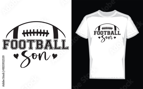 American football season son silhouette design celebrating family and sport with bold colors and classic fonts