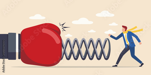 Businessman avoiding a punch illustration of business risk and competition