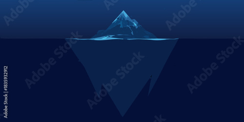 Iceberg illustration showing the tip and hidden mass under water