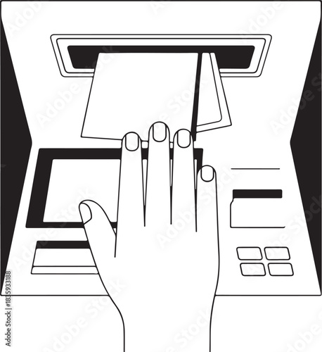 Hand inserting credit card into atm machine for financial transaction